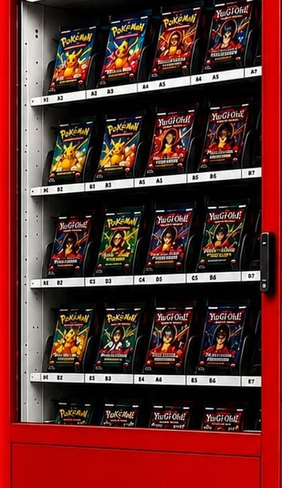 Pokémon and Yu-Gi-Oh! card packs stocked in the SWISH machine
